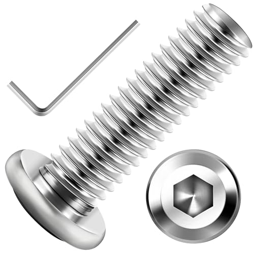 Mywish M8 x 25mm 20Pcs Flat Head Hex Socket Cap Screws Bolts, 304 Stainless Steel Furniture Bolts Full Thread, Bright Finish & Hex Spanner - color: Silver-M8, size: 25mm