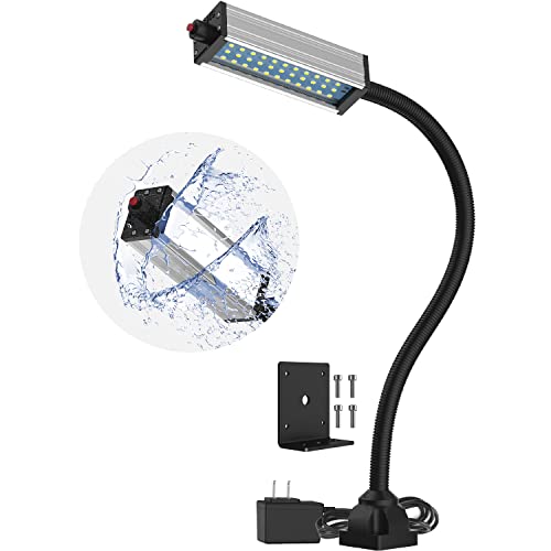 Flexible Work Light, Machine Light, Gooseneck Led Light IP66 Waterproof 800 Lumen 120 Volt 44Leds Screw Mounted Floodlights for Machine Tools Lathes and Workbenches - size: 800 lumens + Four-Hole Fixed Base + Two-Pin Plug