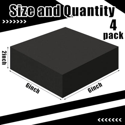 4 Pcs 2" Thick Foam Padding Sheet with Adhesive Backing Closed Cell - color: Black, size: 2 Inch Thick, 6 x 6 Inches