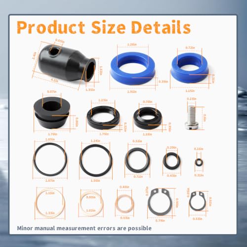 200064-901 Hydraulic Seal Rebuild Kit Compatible with Multiton Manual Pallet Jacks TM M J Series, Replace MU200064-901 MT200064-901 200064901 Complete Pump Ram Repair Part Replacement