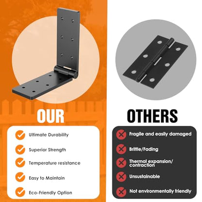 Heavy Duty Hinges 270 Degree Folding Gate Hinge Outdoor Doors Black 2PCS - size: Black-2pcs