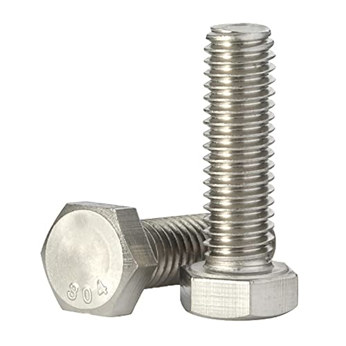 M6-1.0 x 16mm Hex Head Bolts Hexagon Screws, 304 Stainless Steel 18-8, Plain Finish, Fully Threaded, 25 PCS - size: M6 x 16mm