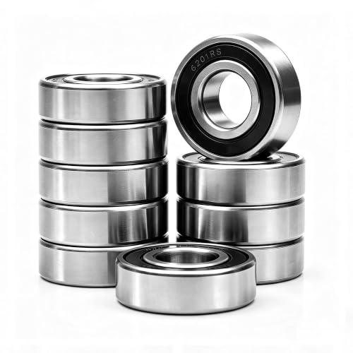10 PCS 6201-2RS Deep-Groove Ball Bearings, 12x32x10mm-Double Seal Bearings - size: 6201-2RS