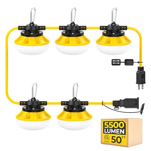 50FT 50W LED String Lights, Temporary Construction Work Lighting - size: 50FT-2Prong