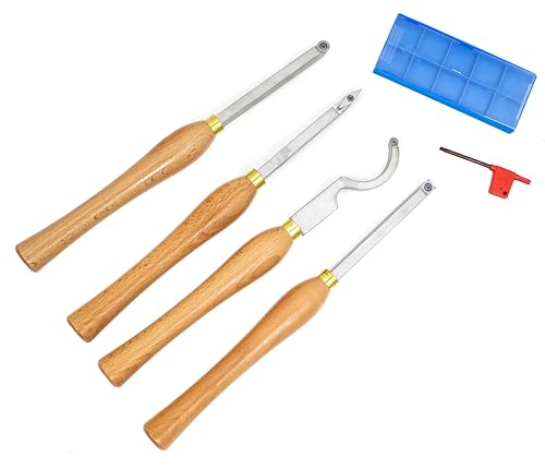 Mini Carbide Tipped Wood Lathe Turning Tools, 4pcs Combo Set