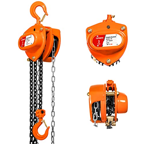 YATOINTO Chain Hoist 2 Ton(4400Lbs) Capacity 20FT Manual Hand Lift Steel Chain Block Hoist with 2 Heavy Duty Hooks Industrial Grade Steel Structures for Garages Automotive Machinery - size: 2 Ton - 20Ft