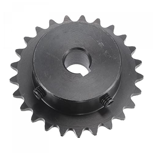 uxcell 25 Tooth Roller Sprocket B Type, #25 Chain, Single Strand 1/4" Pitch, 10mm Bore Black Oxide C45 Carbon Steel, Keyway with Set Screws for ISO 04C - size: 10mm