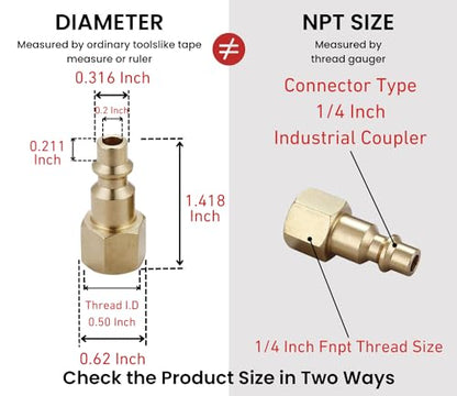 Air Hose Fittings & Coupler Female Plug, 1/4-Inch NPT - size: 1/4 inch NPT Female Plug, 2 Piece