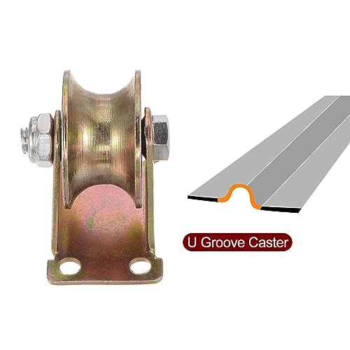 HARFINGTON 4pcs U Groove Caster 1.85" U-Shaped Sliding Gate Wheel with Bracket, Load Capacity 88lbs Per Wheel, for Inverted Track, Rolling Gate, Sliding Gate, Industrial Machines - size: 1.85 inch