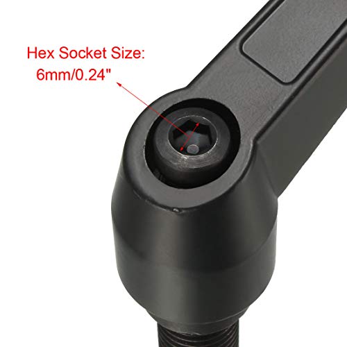 uxcell M16 x 50mm Handle Adjustable Clamping Lever Thread Push Button Ratchet Male Threaded Stud Knobs Rotating Screw Handles Bolts with Locking Lever Black - size: M16x50mm