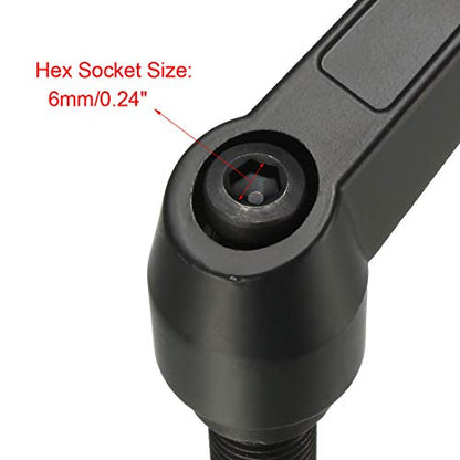 uxcell M16 x 50mm Handle Adjustable Clamping Lever Thread Push Button Ratchet Male Threaded Stud Knobs Rotating Screw Handles Bolts with Locking Lever Black - size: M16x50mm
