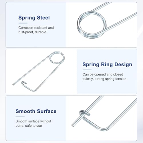 M METERXITY 6-Pack Brooch Shape Cotter Safety Pin, 2x45mm Spring Steel Pins Quick Lock Brooch Fastener for Garden/Lawn/Farm Hook, Heavy Retainer Clips - size: 2x45mm