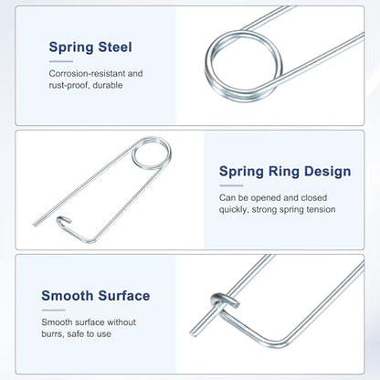 M METERXITY 6-Pack Brooch Shape Cotter Safety Pin, 2x45mm Spring Steel Pins Quick Lock Brooch Fastener for Garden/Lawn/Farm Hook, Heavy Retainer Clips - size: 2x45mm