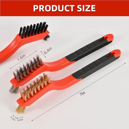 6PCS Wire Brushes for Cleaning Rust, Nylon, Brass & StainlessSteel Bristles - style: 6pcs