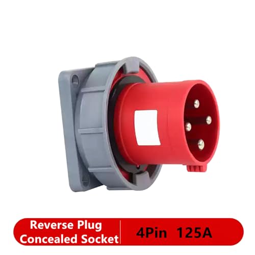 IEC60309 Waterproof CEE Industrial Reverse Plug Connector Concealed Male Socket 4Pin 125A(UI Standard 100A) 380-415V 3P+E Flame Retardant IP67 - style: Concealed Socket