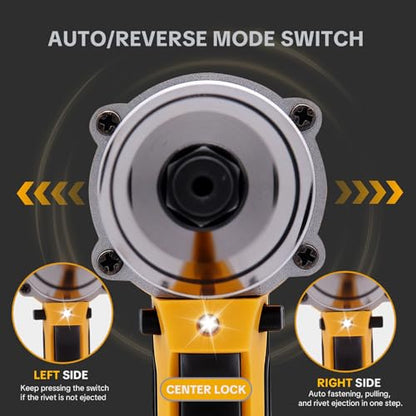 Cordless Electric Rivet Gun Tool Compatible with Dewalt 20V Max Battery - color: Yellow