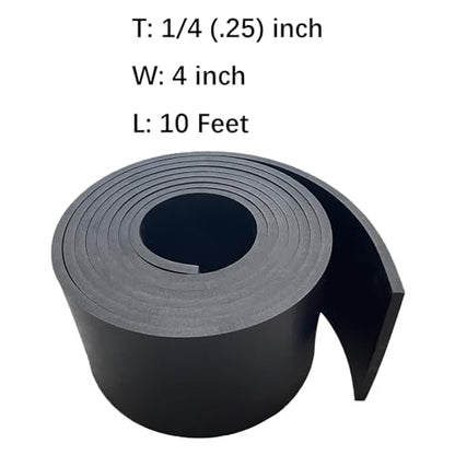 Thick Neoprene Rubber Strip Rolls 1/4 (.25)" Thick X 4" Wide X 10'Long - size: 4"X10'X1/4"