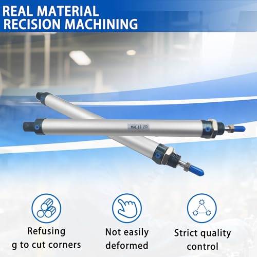 CG WEITENG Pneumatic Mini Pneumatic Cylinder MAL Single Rod Aluminum Double Acting Pneumatic Cylinder 16mm Bore 150mm Stroke(MAL16x150) - color: MAL-16 mm, size: 150 mm