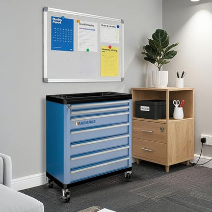 LARBANKE 7-Drawer Rolling Tool Chest with Wheels,Locks,Blue Tool Cabinet - color: Blue, size: 7 drawer tool chest