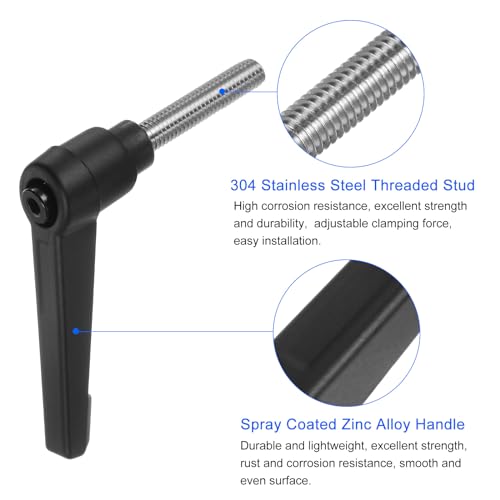 uxcell 4pcs Clamping Lever Handles, M6 x 30mm 304 Stainless Steel Threaded Male Stud, Adjustable Handles Locking Quick Release Ratchet Push Button Bolt Knobs, Black - size: M6 x 30mm