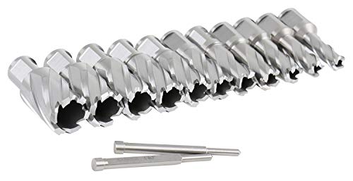 Accusize Industrial Tools HSS Annular Cutter, N10 - size: 7/16" to 1-1/16", 1" Cutting Depth, style: Styling Strong Case