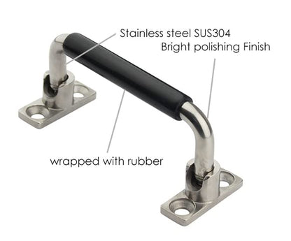 304 Stainless Steel Folding Pulls Cabinet Handle 90 Degrees Folding Pull Handle with Rubber and Bright Polishing,4'' Hole Center - style: 4'' Hole Center with Rubber