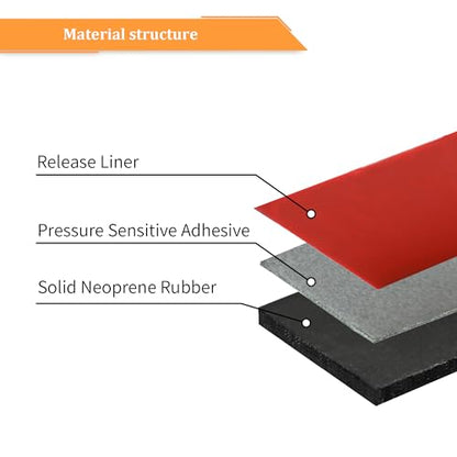 DOBTIM Solid Neoprene Rubber Strips with Adhesive Backing 1/16 (.062)" Thick x 2" Wide x 10' Long, Self Adhesive Rubber Sheets, Rolls & Strips for DIY Gaskets Crafts Pads Seals Warehouse Flooring - size: 2" X 10', style: .062" thick (Adhesive）
