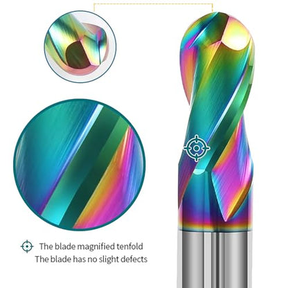 1mm-12mm R0.5-R6 2-Flute Carbide Ball Nose End Mill Set, 9-Pack - size: 1mm-12mm