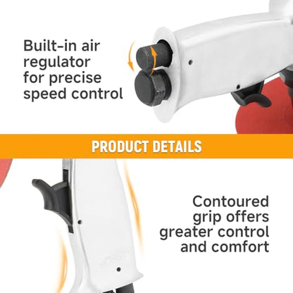 Hoteche 4" to 6" Orbital Air Sander, High Speed Pneumatic Sander, 90° Angle Air Powered Buffer with 4", 5", 6" Sanding Discs and Universal 1/4" Air Inlet for Auto Body & Woodwork