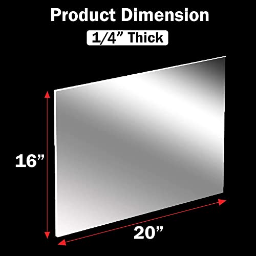 CALPALMY (2 Pack) 1/4" Thick Clear Acrylic Sheets - 16 x 20 Pre-Cut Plexiglass Sheets for Craft Projects, Signs, Display Cases, Sneeze Guard, and More - Cut with Engraver, Power Saw or Hand Tools - color: Clear, size: 16x20", 1/4" Thick
