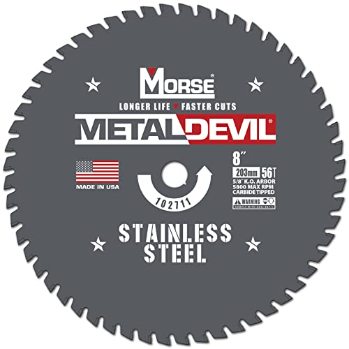 Morse Metal Devil CSM856FSSC, Circular Saw Blade, Carbide Tipped, Stainless Steel Cutting, 8 inch, 1 Pack