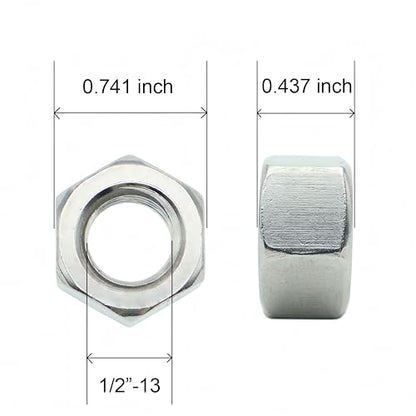 25Pcs 1/2-13 Hex Nuts, 304 Stainless 1/2 Nut, Coarse Thread 1/2 Nuts - size: SAE 1/2-13---25Pcs