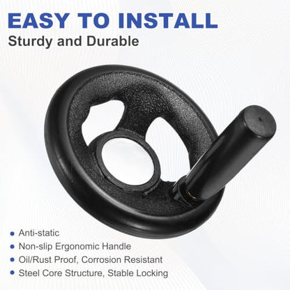 uxcell Handwheel with Revolving Handle, 0.5" Hole x 3.1" OD, Black - size: 0.5" Hole x 3.1" OD