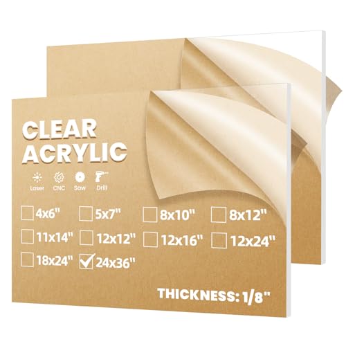 2 Pack 24x36 1/8" Clear Plexiglass Sheets for Window Display - size: 24 x 36"