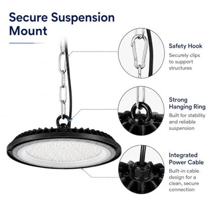 200W UFO LED High Bay Light for Workshop, 2-Pack