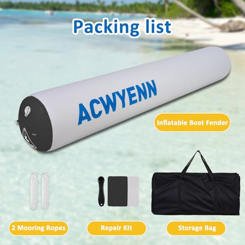 Inflatable Large Boat Dock Bumpers and Fenders for Docking - size: 6'x14" Grey-Black