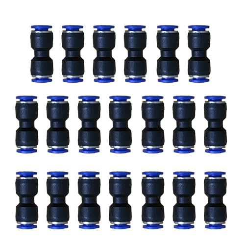 6mm OD Pneumatic quick Connector Push to Connect fittings Straight Union/Coupler (Pack of 20) - size: 0.236", style: Straight Union