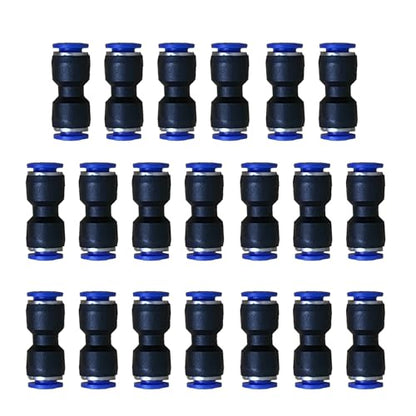 6mm OD Pneumatic quick Connector Push to Connect fittings Straight Union/Coupler (Pack of 20) - size: 0.236", style: Straight Union