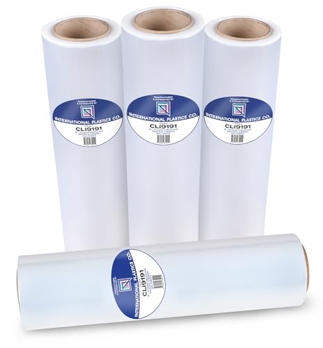 International Plastics Co. 18" 70 Gauge Plastic Stretch Film/Wrap 1500ft 500% Stretch Clear Cling Durable Adhering Packing Moving Packaging Heavy Duty Shrink Film (Pack of 2) - size: 2 Pack, style: Pro 18" Clear