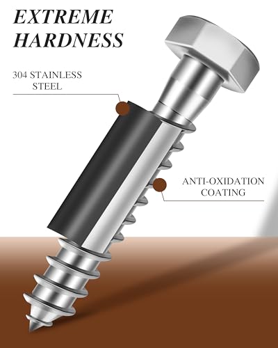 (1Box) 5/16" x 1-1/2" Hex Head Lag Screws Bolts with Flat Washers, 15Sets 304 Stainless Steel 18-8 Heavy Duty 5/16 Lag Bolts for Wood with Hex Socket - size: 5/16" x 1-1/2", style: 1-Box