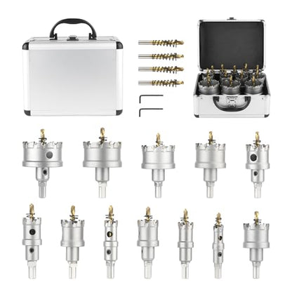 Sollar 18PCS TCT Carbide Hole Saw Kit, 5/8"-2-1/4" (16-57mm) for Metal - style: Aluminum box 18Pcs