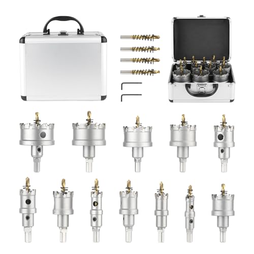 Sollar 18PCS TCT Carbide Hole Saw Kit, 5/8"-2-1/4" (16-57mm) for Metal - style: Aluminum box 18Pcs