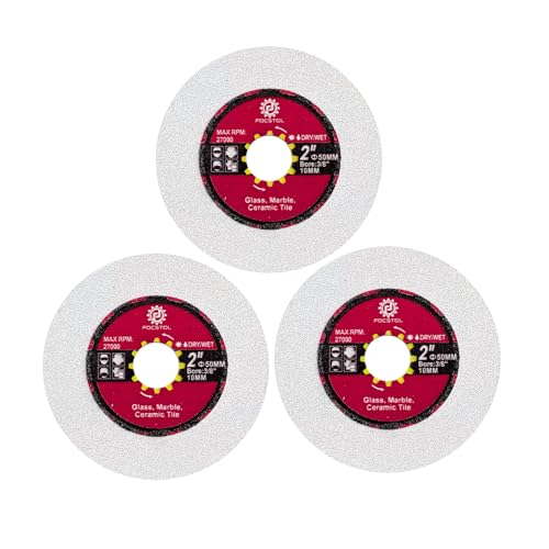 FOCSTOL Diamond Glass Cutting Disc - 3pcs 2 Inch(50mm) Diamond Saw Blade for Glass Jade Crystal Wine Bottle for Mini Angle Grinder - size: 2''(50mm)