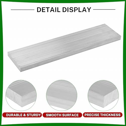 6061 Aluminum Flat Bar, 0.3" Thickness X 2" Width X 8" Length Aluminum Flat Plate, Solid Aluminum Bar for Crafting, Industrial Building - size: 0.3" X 2" X 8"