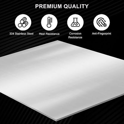 304 Stainless Steel Sheets, 12 x 8 x 0.024 inch Stainless Steel Plates 0.6MM Thick Stainless Steel Shim Plates Metal Sheets for Kitchen DIY Craft Making - size: 12 x 8 x 0.024 inch(1PCS)