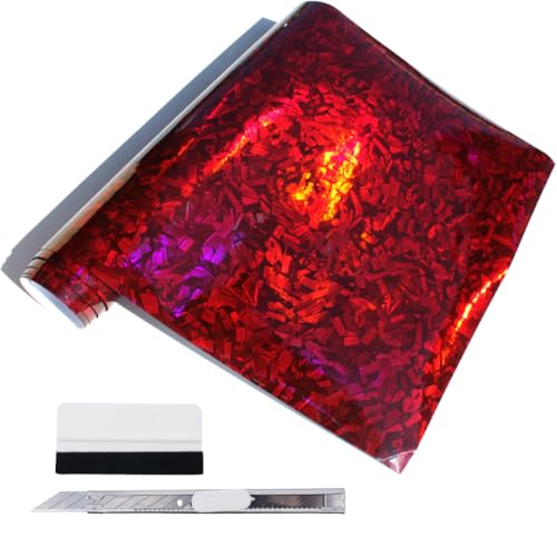 Red Vinyl Sticker Red Broken Shale High-Gloss Forged Texture, Includes Installation Tools, with air Intake Grooves, DIY Stickers(Red Broken Shale, 1FT*5FT) - color: Red Broken Shale, size: 1FT*5FT