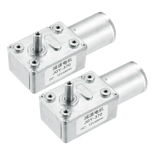 MECCANIXITY 2 Pcs DC 12V 6 RPM Reversible Worm Geared Motor Reducer Motor 6mm D Shape Shaft High Torque Gear Box Reduction Electric Motor for Sweepers, Printers, Ovens - style: 6 RPM