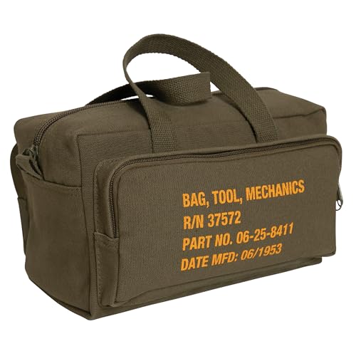 Rothco Mechanics Tool Bag, Heavy‑Duty Canvas Tool Organizer with Zipper Pockets, Compact Portable Tool Storage (Olive Drab) - color: Olive Drab