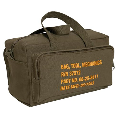 Rothco Mechanics Tool Bag, Heavy‑Duty Canvas Tool Organizer with Zipper Pockets, Compact Portable Tool Storage (Olive Drab) - color: Olive Drab