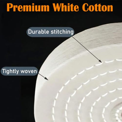 2 Pcs 6" Extra Thick Cotton Buffing Wheel, 5/8" Arbor Hole - style: 6 In Buffing Wheel(2 Pcs White)
